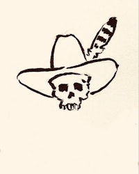 a drawing of a skull in a hat